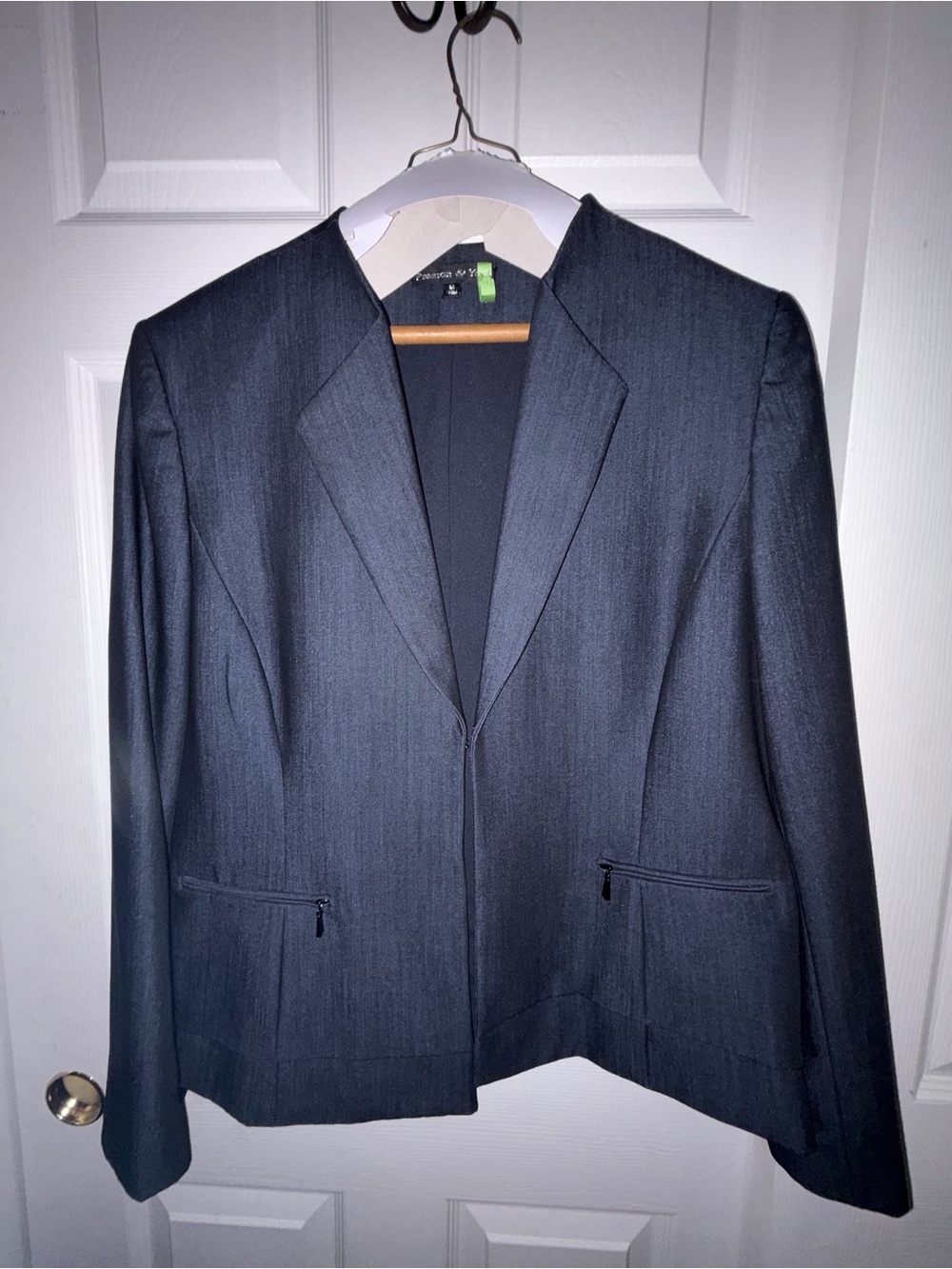 Preston & York Slate Blue Skirt Suit Set Blazer & Pencil Skirt Size 18